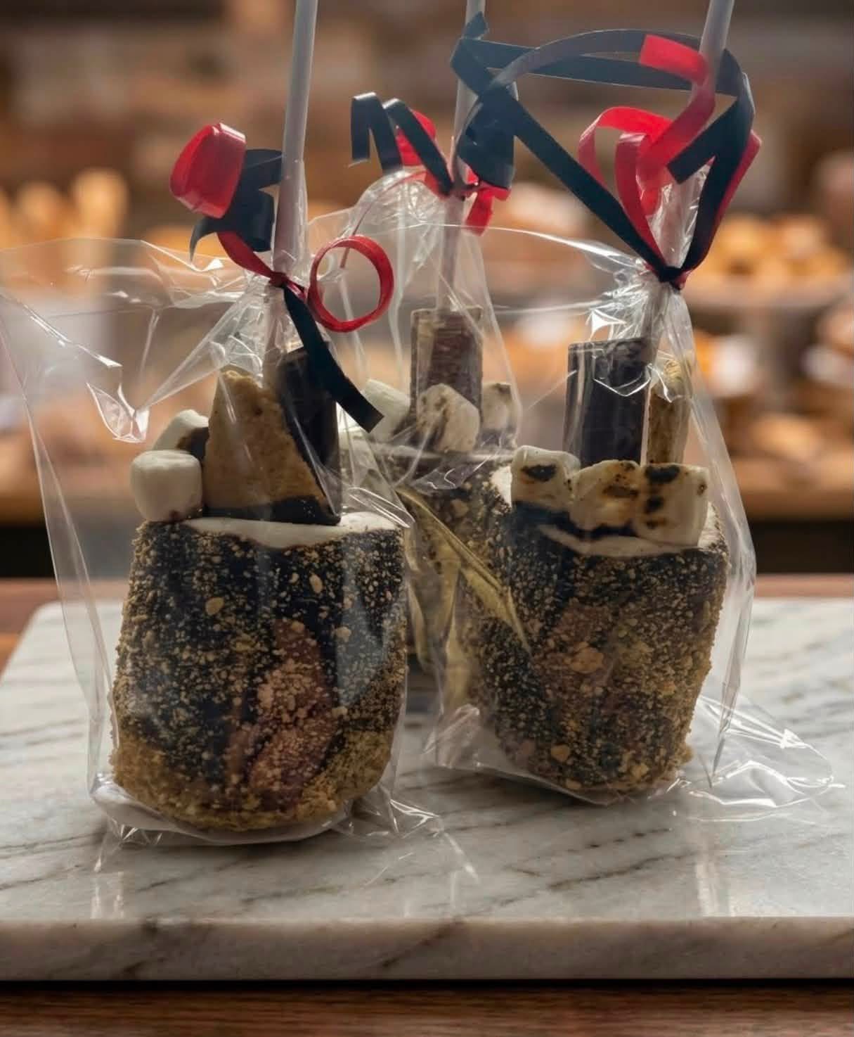 Wrapped chocolate-covered jumbo marshmallow treats